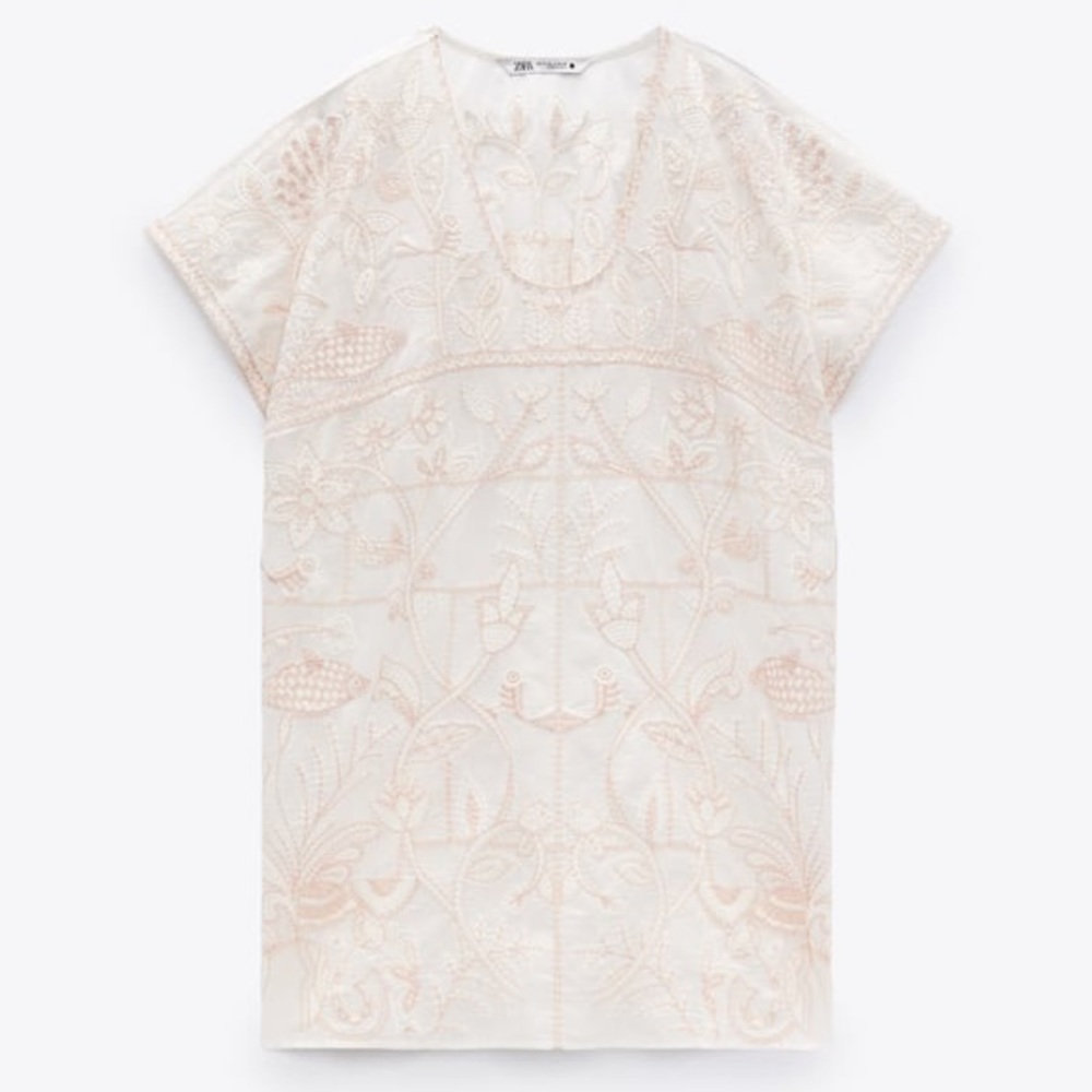 Zara embroidery flowy cotton dress - Picture 7 of 9